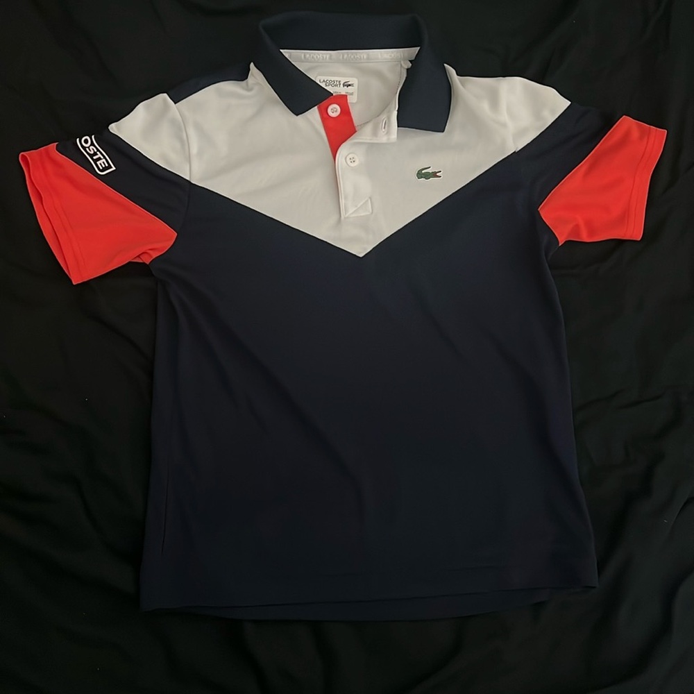 Lacoste Boys Colourblock Technical Pique Polo - Navy/White/Red